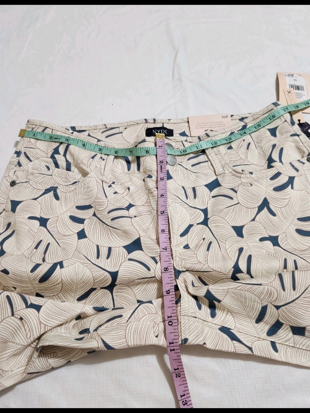 NYDJ Women's Jeans Size 10P Chloe Side Slit Capri Stretch Blue Multi  NWT 22 - Picture 9 of 11